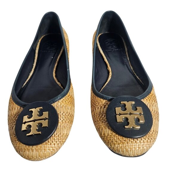 Tory Burch Women Raffia Flats Black 8M Coastal, Old Money, Clean Girl Flawed - Picture 12 of 12
